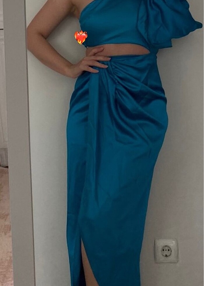 Zara cut out saten anvelop elbise - Görsel 4