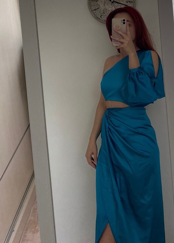 Zara cut out saten anvelop elbise - Görsel 5