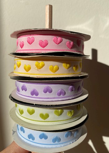 Pastel Renkli Kalp Desenli kurdele seti