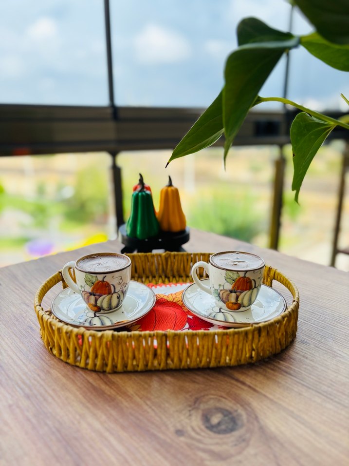 Desenli Türk Kahvesi Fincanı Seti - Görsel 2