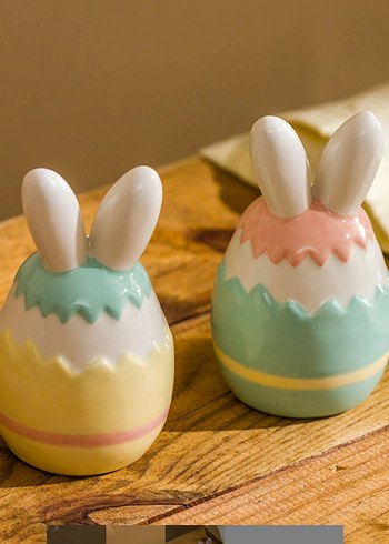 Renkli Tavşan Tuzluk ve Biberlik Seti - Görsel 2