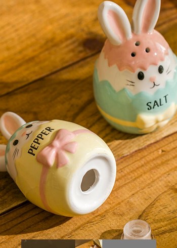 Renkli Tavşan Tuzluk ve Biberlik Seti - Görsel 3