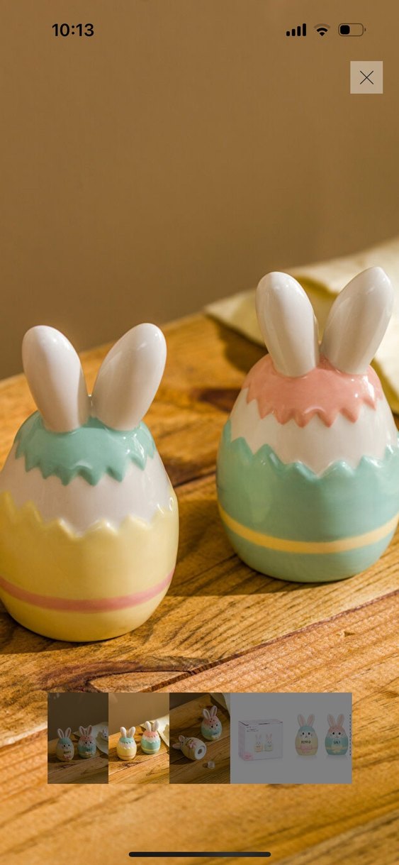 Renkli Tavşan Tuzluk ve Biberlik Seti - Görsel 2