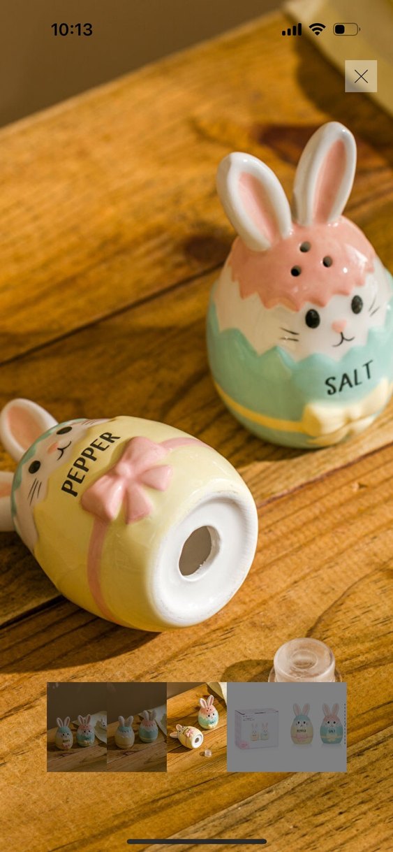 Renkli Tavşan Tuzluk ve Biberlik Seti - Görsel 3