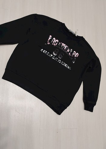 Siyah Baskılı çocuk Sweatshirt