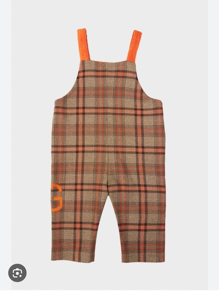 Uniseks Çocuk Kareli Askılı Düğmeli Tulum - Görsel 2