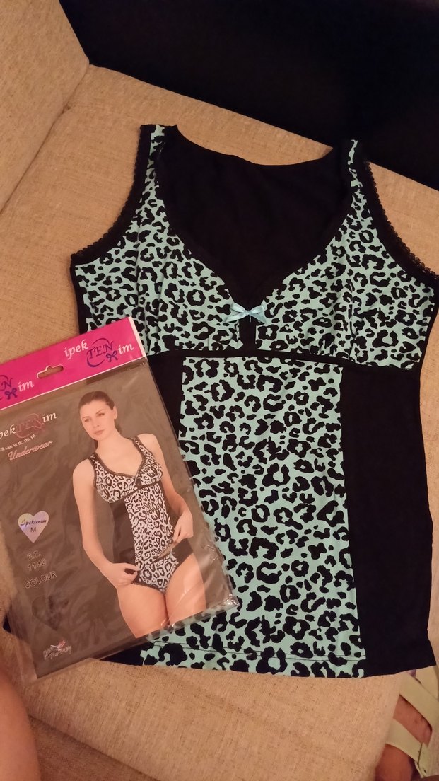 Leopar Desenli Siyah Mini Dantel Mayo sıfır ürün - Görsel 2