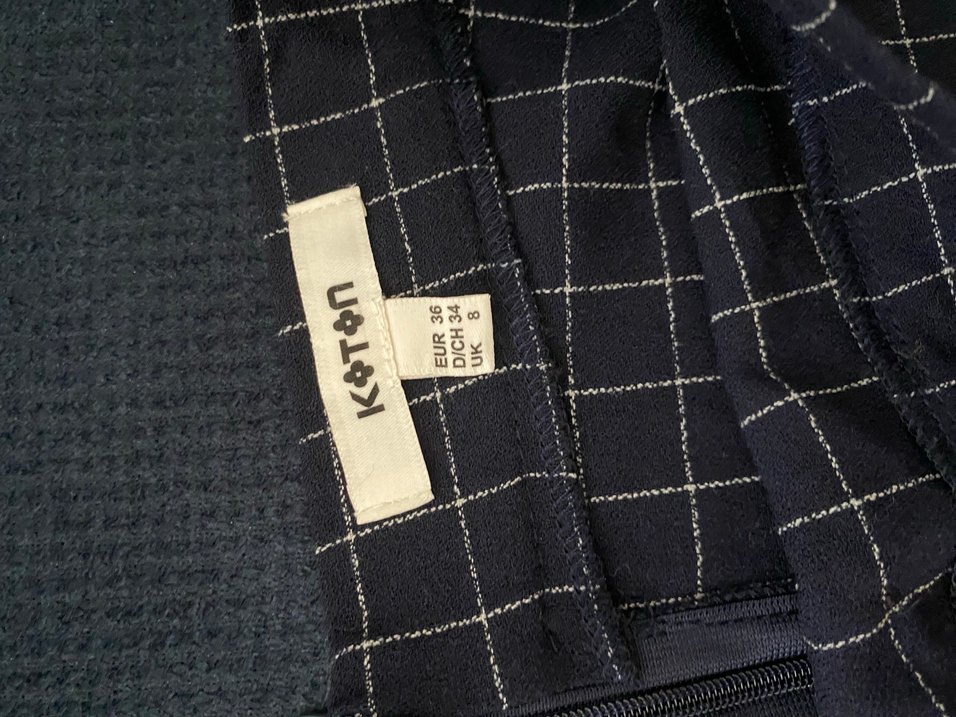 Lacivert Ekose Desenli Midi Etek - Görsel 2