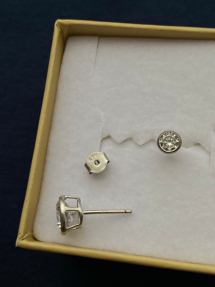 Düğme Stili 925 ayar Gümüş Küpe - Görsel 2