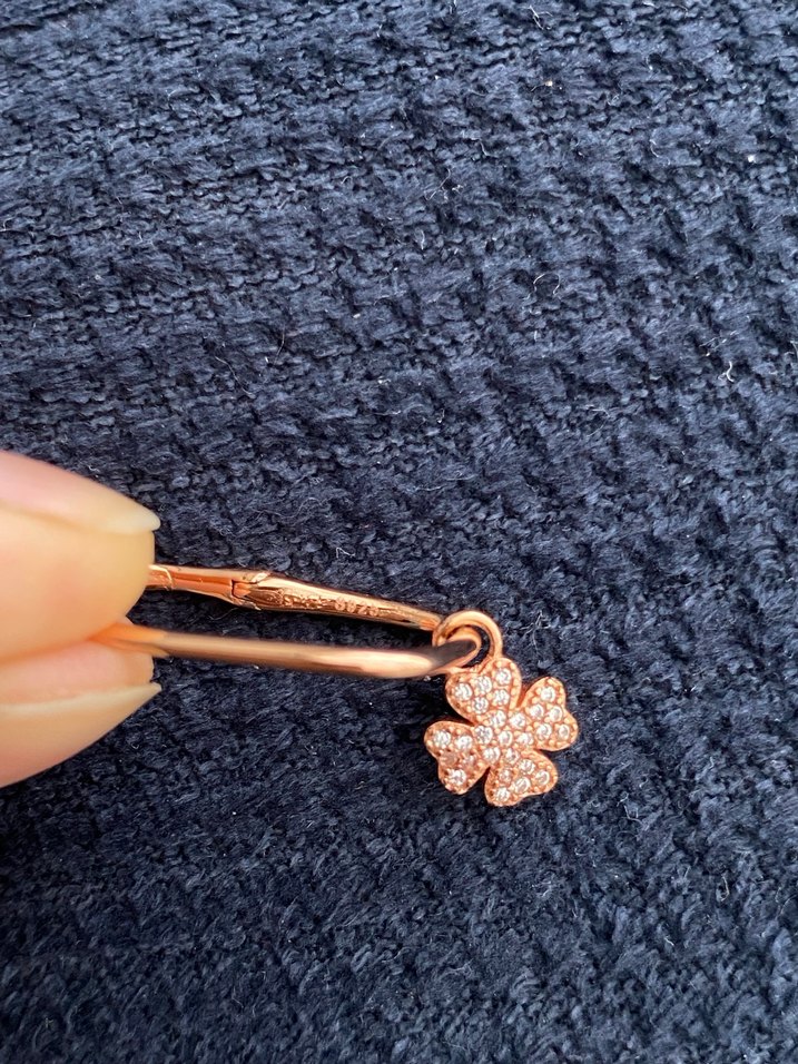 Gold rose renkli 925 ayar gümüş küpe - Görsel 2