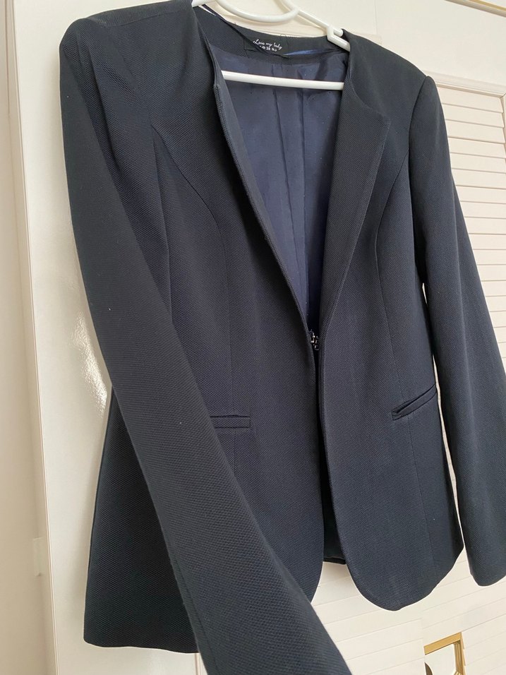 Düğmeli Siyah Kadın Blazer Ceket - Görsel 3