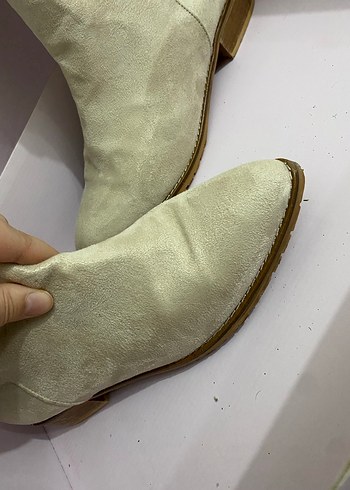 Bej Süet Kadın Çizme - Görsel 4