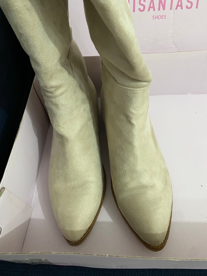 Bej Süet Kadın Çizme - Görsel 2