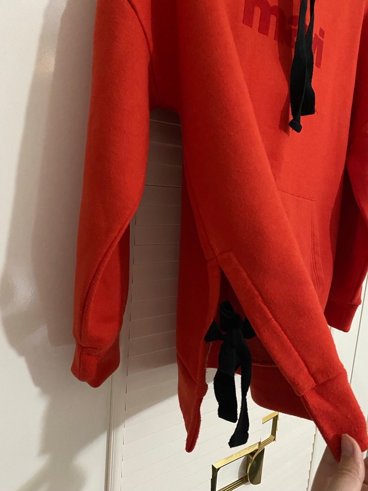 Kırmızı Kapüşonlu Kadın Sweatshirt - Görsel 2