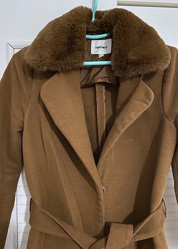 Kahverengi Uzun Kaşe Kadın Kaban - Görsel 3