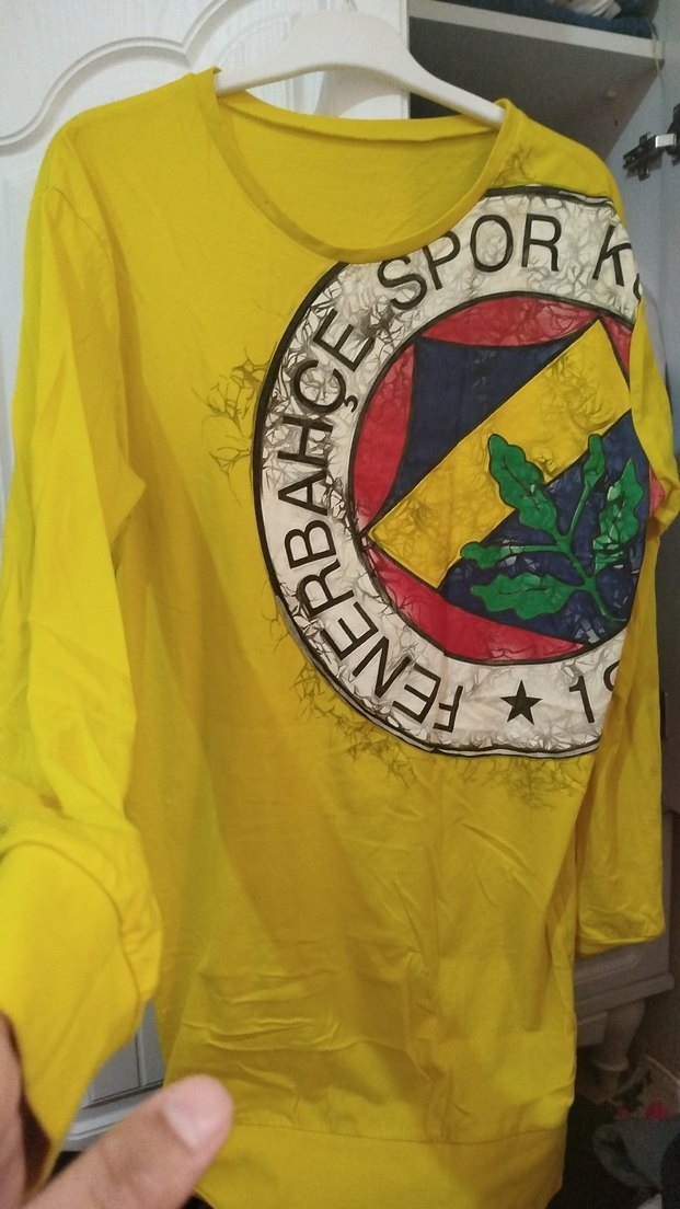Sarı Uzun Kollu Fenerbahçe logolu Tişörtü - Görsel 2