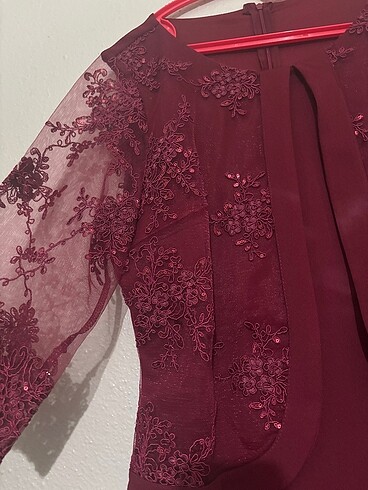 46 Beden Bordo anne elbisesi