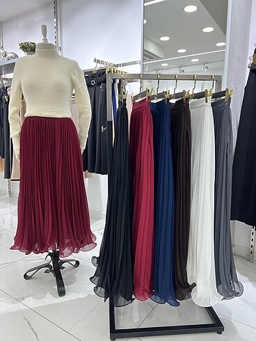 42 Beden bordo Renk Bordo rue şifon etek