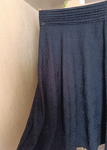 Kadın Lacivert Uzun Keten Etek - Görsel 2
