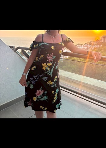 Trendyol & Milla Çiçek Desenli Straplez Midi Elbise
