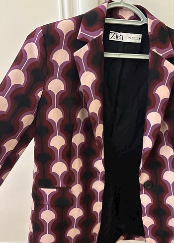 Bordo Desenli Kadın Midi Blazer Ceket - Görsel 3