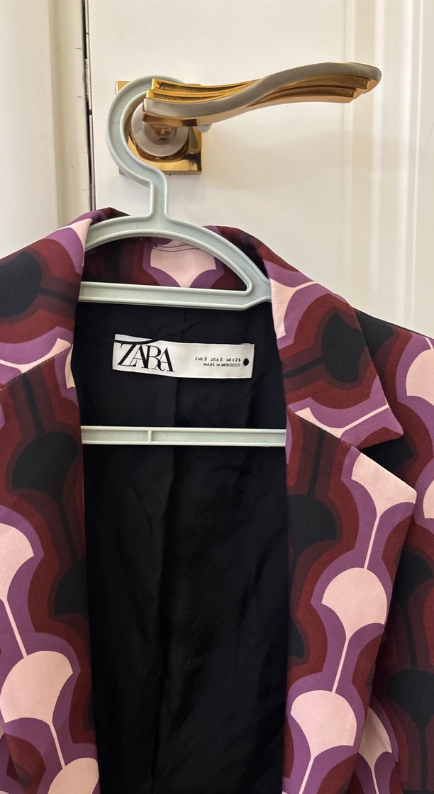 Bordo Desenli Kadın Midi Blazer Ceket - Görsel 2