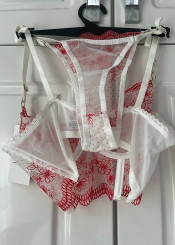 Nakışlı Kırmızı Bohem Midi Sütyen - Görsel 5