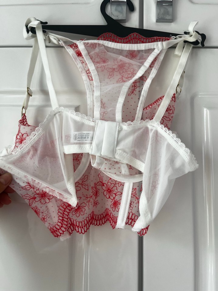 Nakışlı Kırmızı Bohem Midi Sütyen - Görsel 4