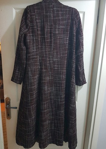 Bordo Düğmeli Uzun yünlü Kadın Kaban - Görsel 2