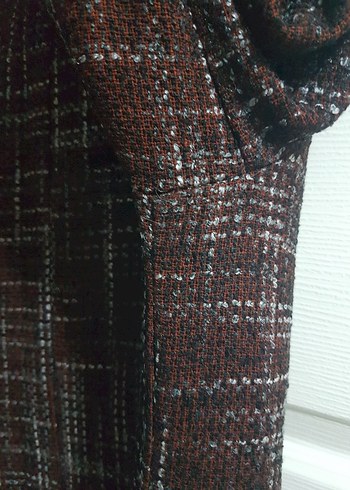 Bordo Düğmeli Uzun yünlü Kadın Kaban - Görsel 5