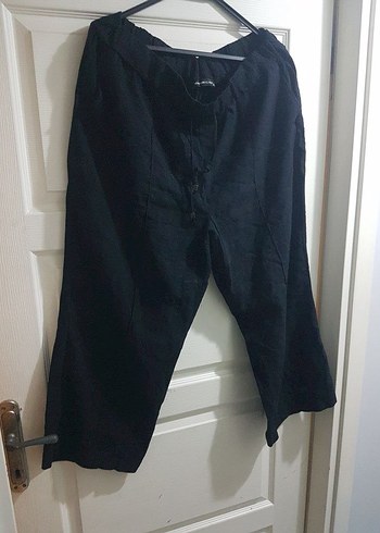 lcw  Siyah Keten Midi Bol Paça Pantolon - Görsel 2