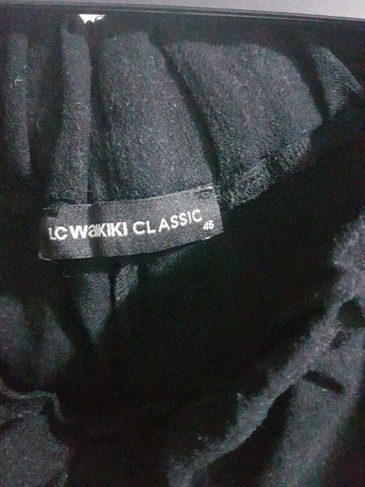 lcw  Siyah Keten Midi Bol Paça Pantolon - Görsel 5