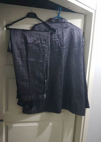 Gri Uzun Kollu Midi Kadın Pijama Takımı - Görsel 2