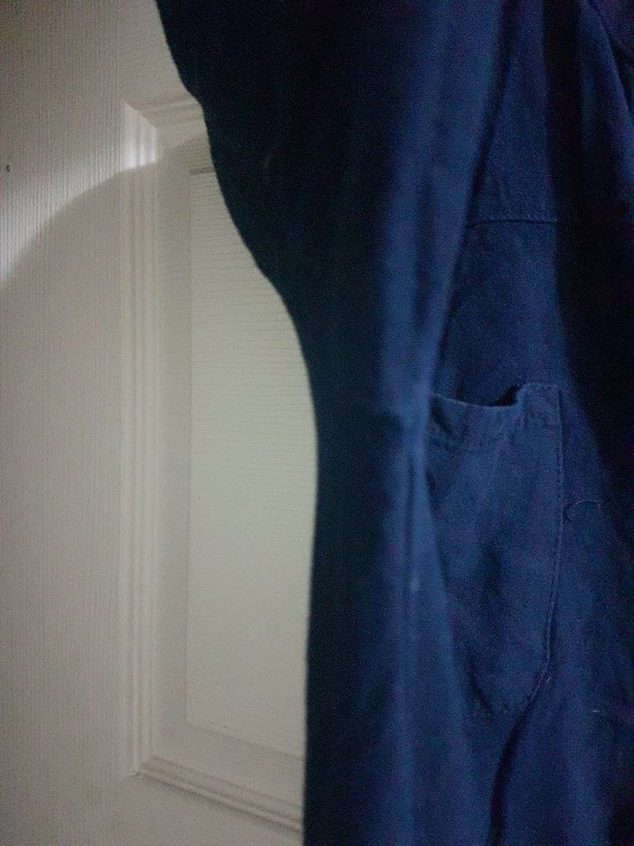 defacto xxl beden Düğmeli Lacivert Keten Uzun Elbise - Görsel 5