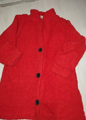 Düğmeli Kırmızı Midi çocuk Kaban - Görsel 2