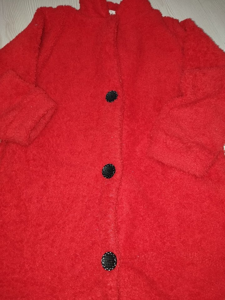 Düğmeli Kırmızı Midi çocuk Kaban - Görsel 3