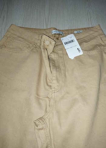 42 Beden Bej Kadın Pantolon Normal Boy