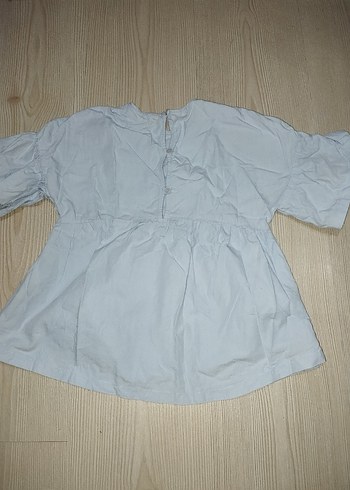 Nakışlı Mavi Kız Bluzu, Kısa Kollu, Gevşek Kesim - Görsel 5