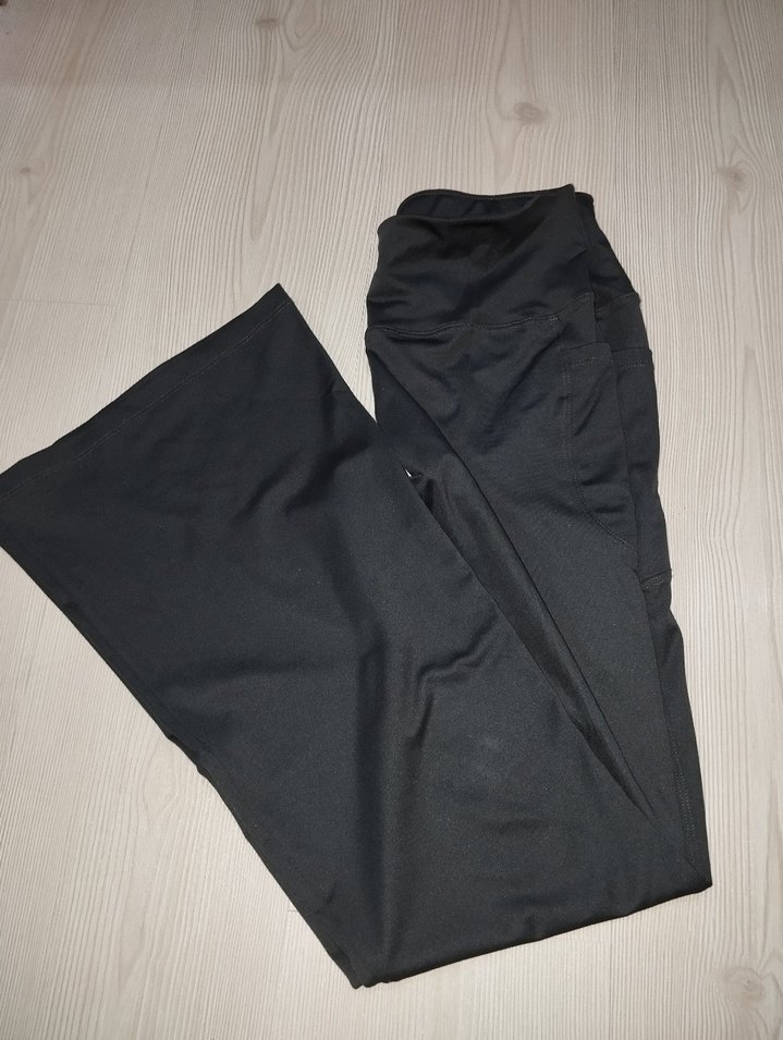 Gri Kadın Normal Boy İspanyol Paça Spor tayt - Görsel 5