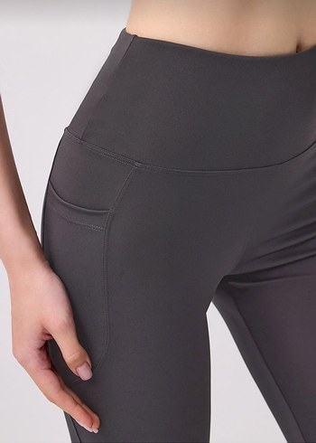 Gri Kadın Flare Spor tayt - Görsel 4