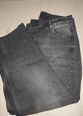 42 Beden gri Renk Gri Kadın Loose Fit Midi Denim Pantolon