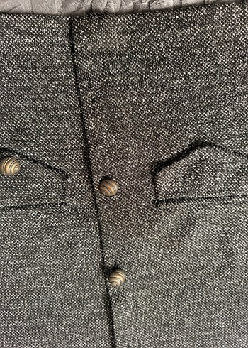 Düğmeli Gri Kadın Triko Kazak - Görsel 3