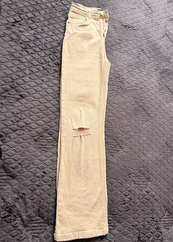 Bej Regular Fit Midi Kadın Kot Pantolon - Görsel 6