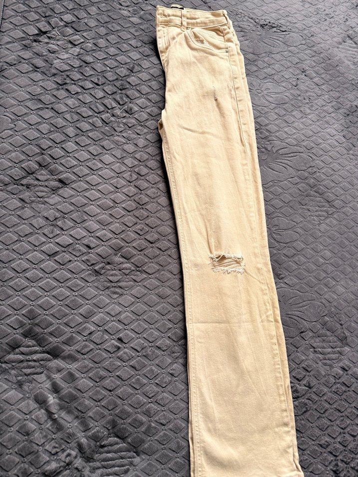 Bej Regular Fit Midi Kadın Kot Pantolon - Görsel 4