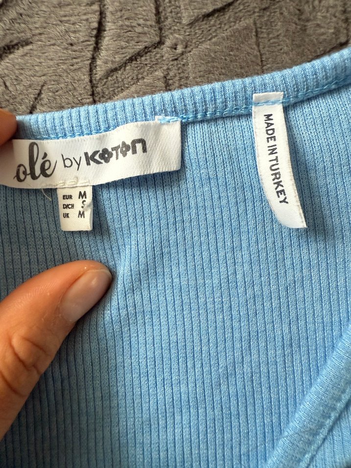 Mavi V Yaka Uzun Kollu Hamile Bluzu - Görsel 3