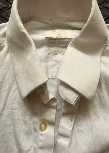 Beyaz Keten Erkek Gömlek, Uzun Kollu, Düğmeli - Görsel 2