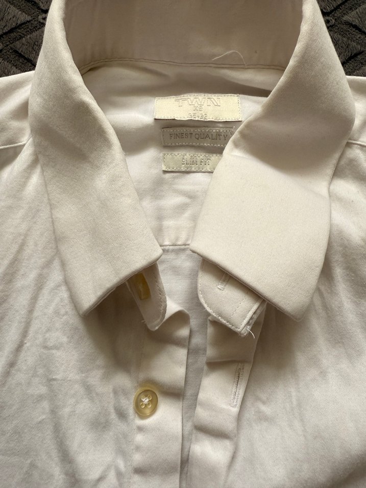 Beyaz Keten Erkek Gömlek, Uzun Kollu, Düğmeli - Görsel 2