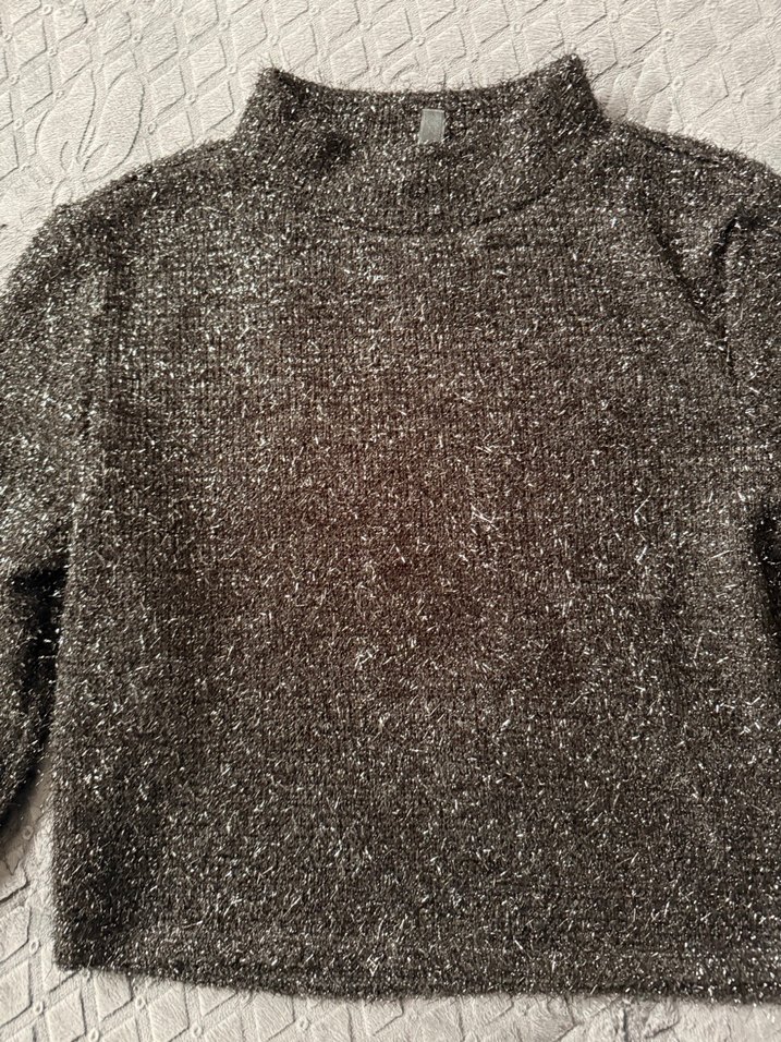 Siyah Boğazlı Örgü Kadın Kazak - Görsel 4