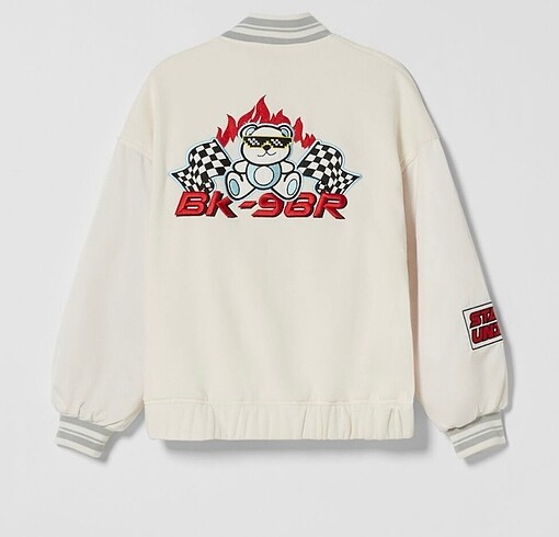s Beden beyaz Renk Bershka Nakışlı Bomber ceket