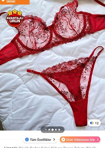 Kırmızı Nakışlı Mini Bohem Sütyen Takımı
